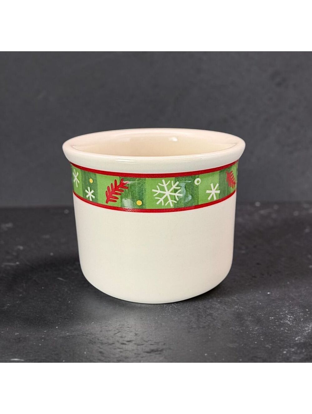 Small Longaberger Holiday One Pint Crock Christmas Snowflake Pottery In Box 3.5"